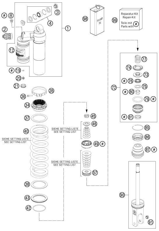 Náhled schématu SHOCK ABSORBER DISASSEMBLED