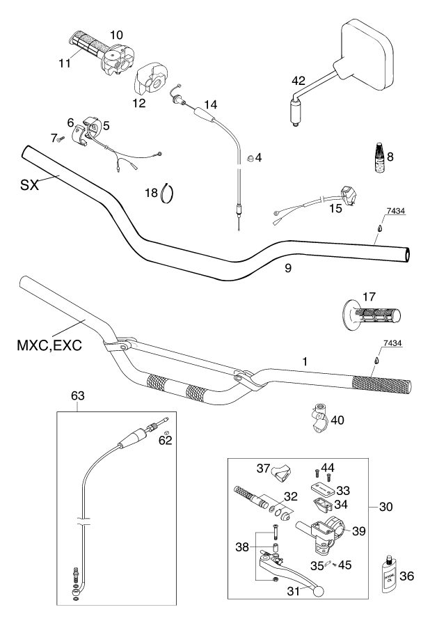 Náhled schématu HANDLEBAR, CONTROLS