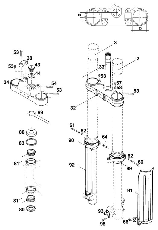 Náhled schématu FRONT FORK, TRIPLE CLAMP