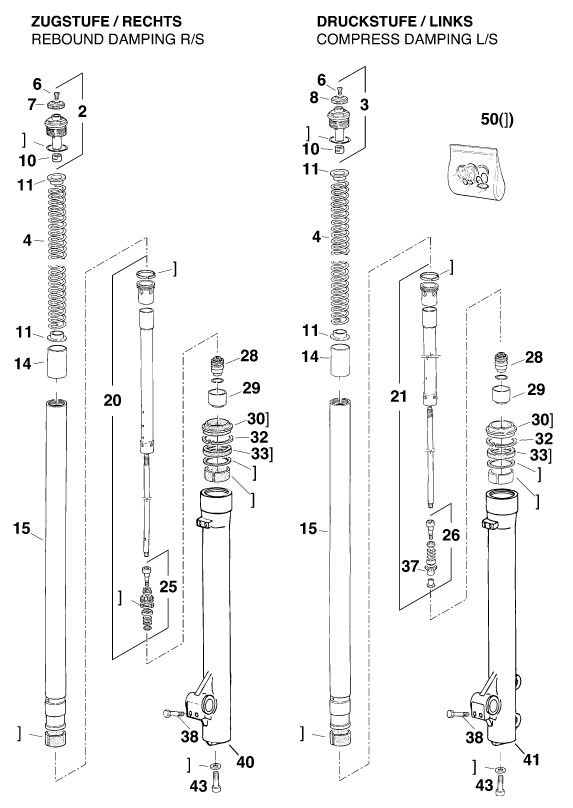 Náhled schématu FRONT FORK DISASSEMBLED