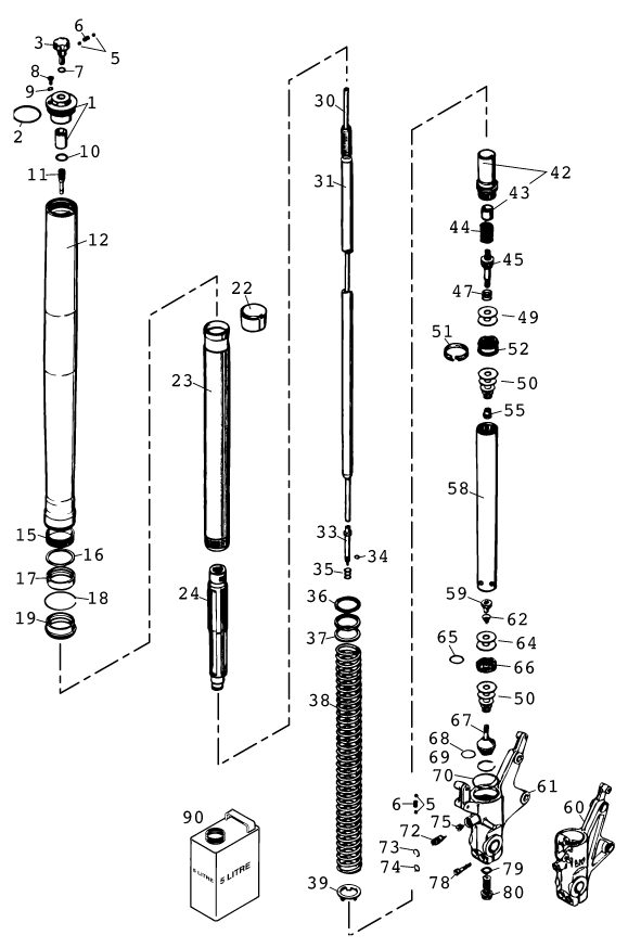 Náhled schématu FRONT FORK DISASSEMBLED