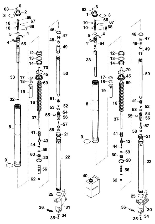 Náhled schématu FRONT FORK DISASSEMBLED