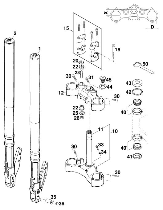 Náhled schématu FRONT FORK, TRIPLE CLAMP