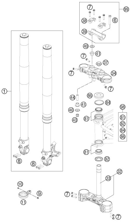 Náhled schématu FRONT FORK, TRIPLE CLAMP