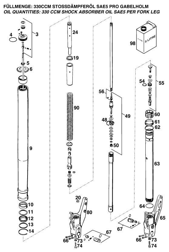Náhled schématu FRONT FORK DISASSEMBLED