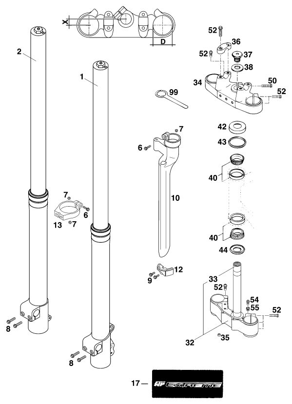 Náhled schématu FRONT FORK, TRIPLE CLAMP