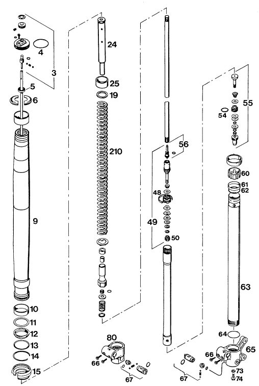 Náhled schématu FRONT FORK DISASSEMBLED