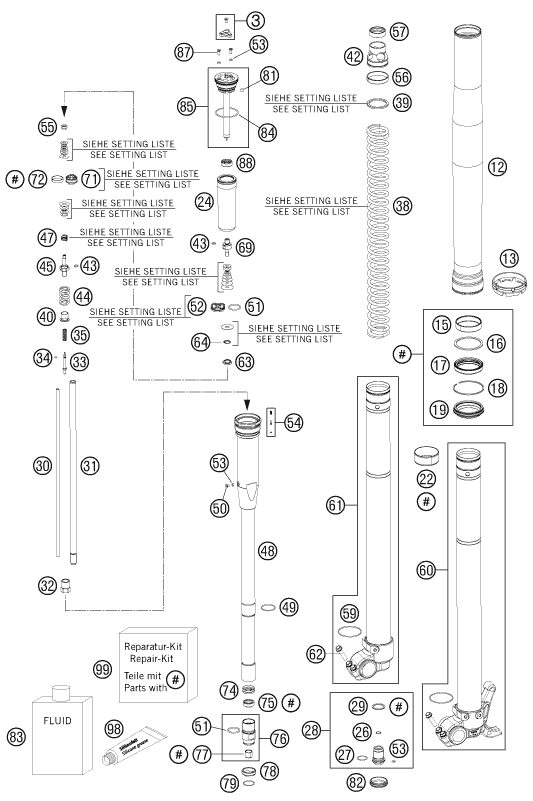 Náhled schématu FRONT FORK DISASSEMBLED