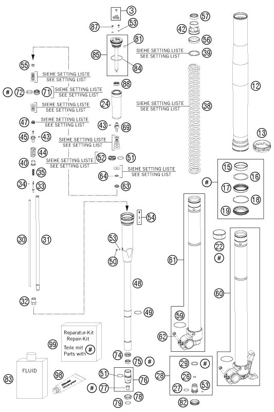 Náhled schématu FRONT FORK DISASSEMBLED