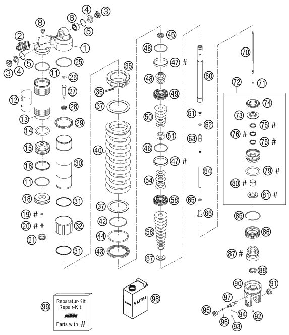 Náhled schématu SHOCK ABSORBER DISASSEMBLED