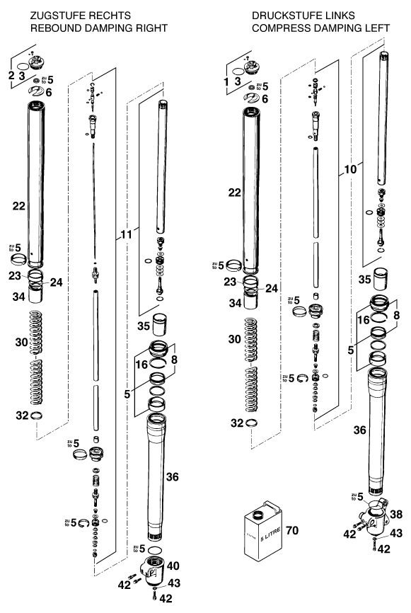 Náhled schématu FRONT FORK DISASSEMBLED