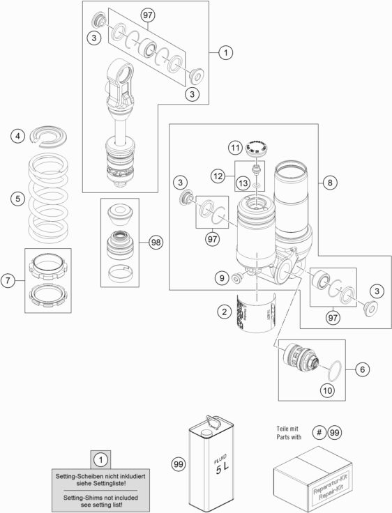 Náhled schématu SHOCK ABSORBER DISASSEMBLED