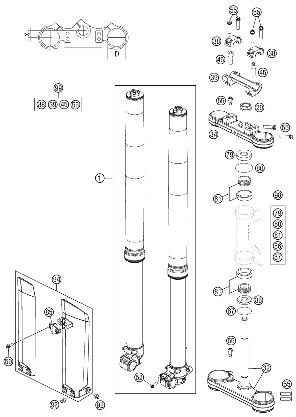 Náhled schématu FRONT FORK, TRIPLE CLAMP