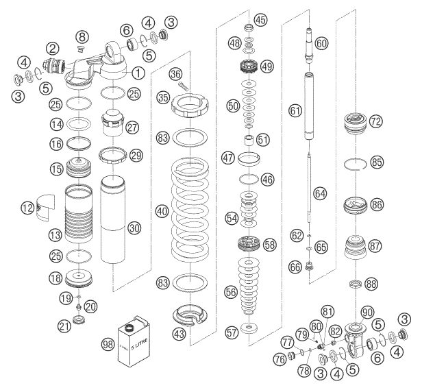 Náhled schématu SHOCK ABSORBER DISASSEMBLED