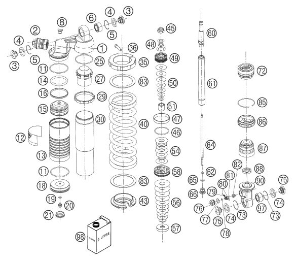 Náhled schématu SHOCK ABSORBER DISASSEMBLED