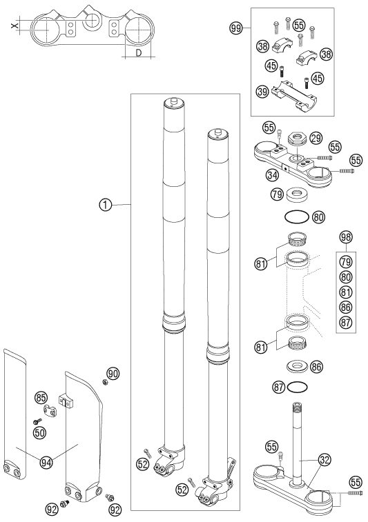 Náhled schématu FRONT FORK, TRIPLE CLAMP