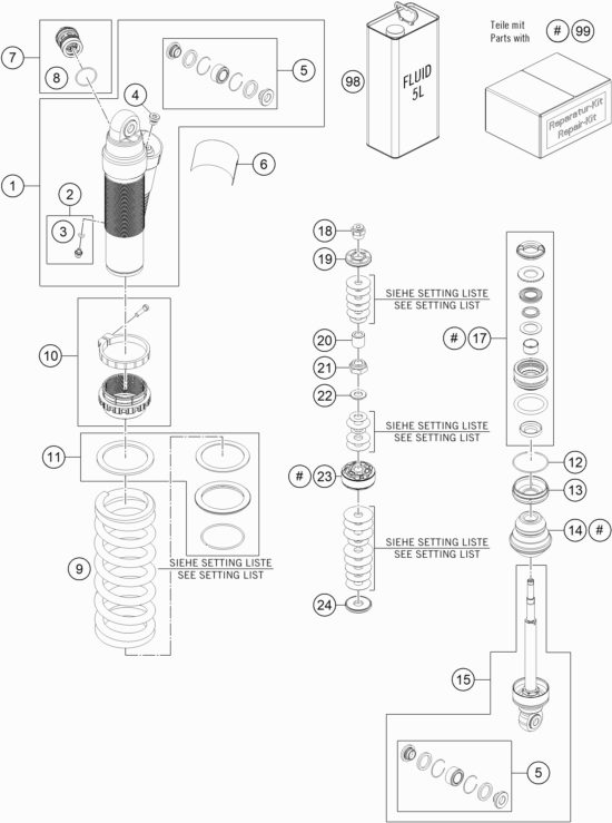 Náhled schématu SHOCK ABSORBER DISASSEMBLED