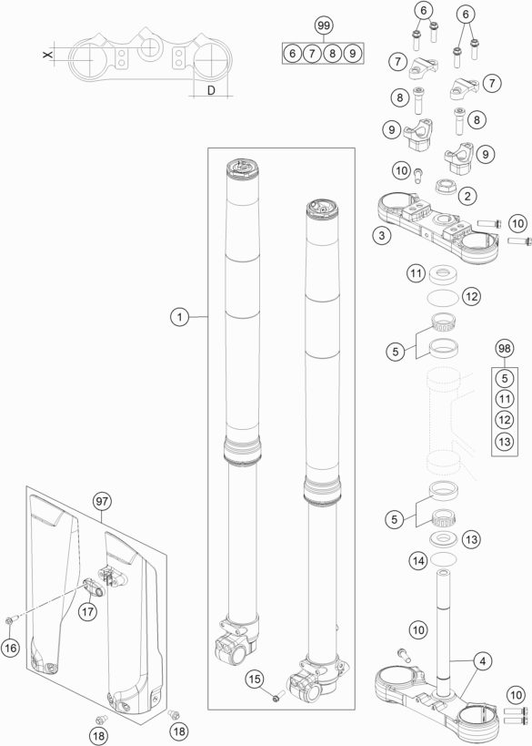 Náhled schématu FRONT FORK, TRIPLE CLAMP