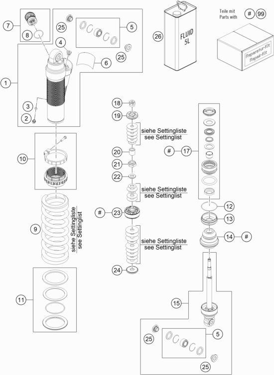 Náhled schématu SHOCK ABSORBER DISASSEMBLED