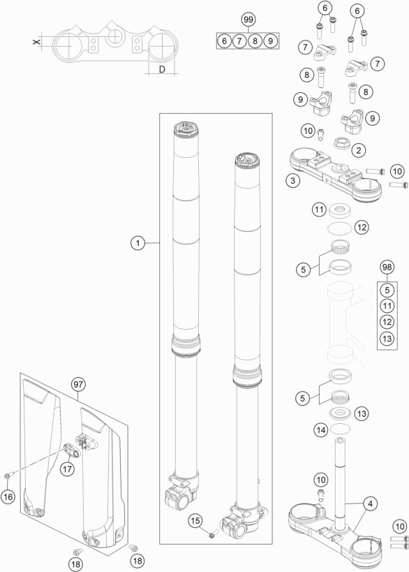 Náhled schématu FRONT FORK, TRIPLE CLAMP