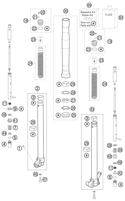 Náhled schématu FRONT FORK DISASSEMBLED