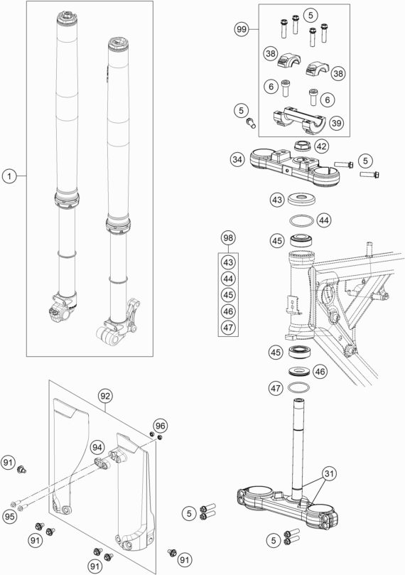 Náhled schématu FRONT FORK, TRIPLE CLAMP