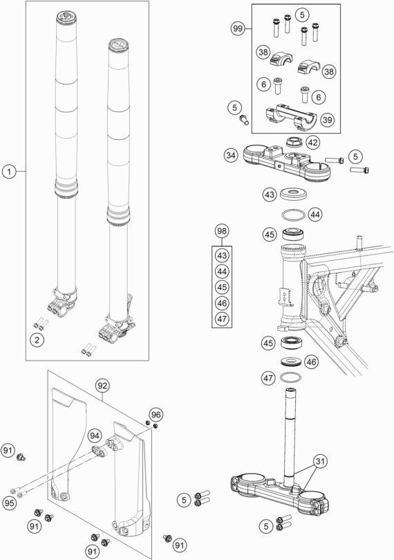 Náhled schématu FRONT FORK, TRIPLE CLAMP