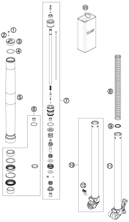 Náhled schématu FRONT FORK DISASSEMBLED