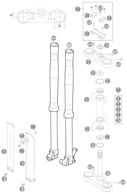 Náhled schématu FRONT FORK, TRIPLE CLAMP