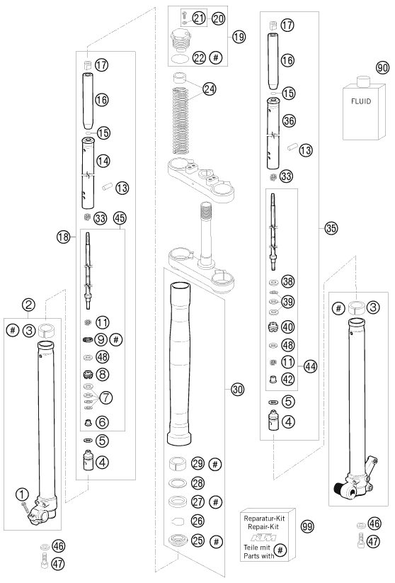 Náhled schématu FRONT FORK DISASSEMBLED
