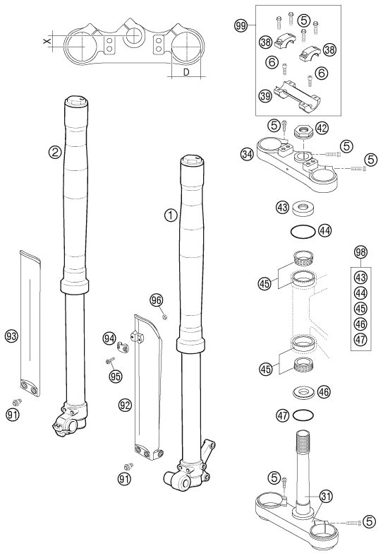 Náhled schématu FRONT FORK, TRIPLE CLAMP