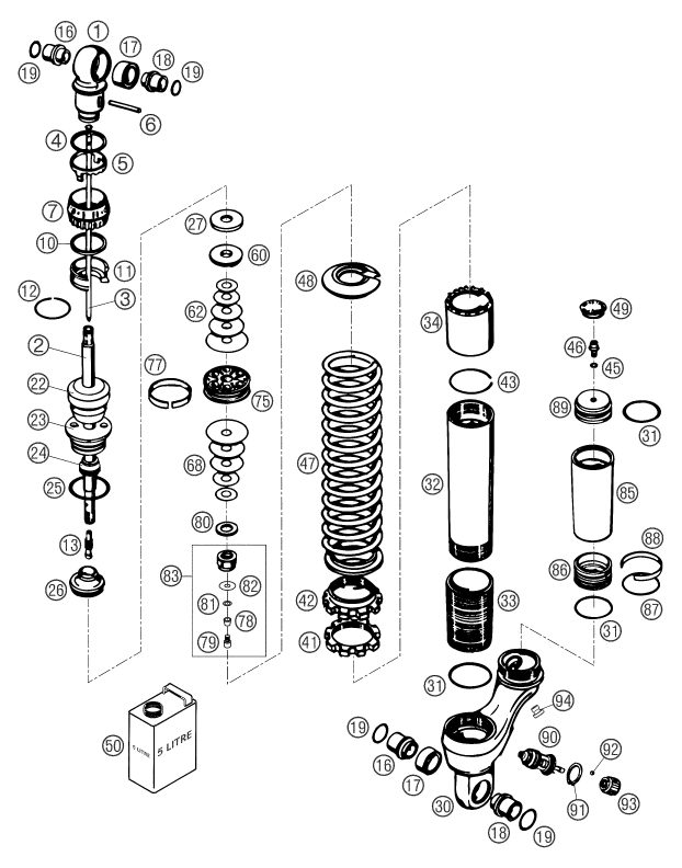 Náhled schématu SHOCK ABSORBER DISASSEMBLED