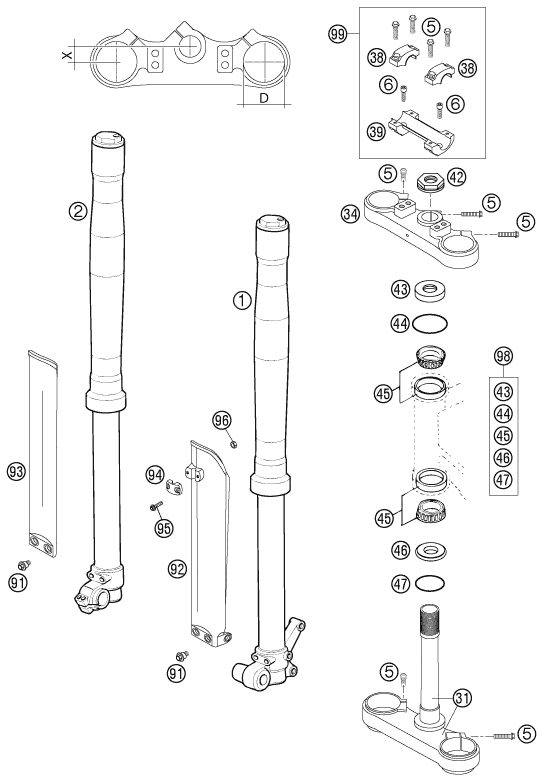 Náhled schématu FRONT FORK, TRIPLE CLAMP