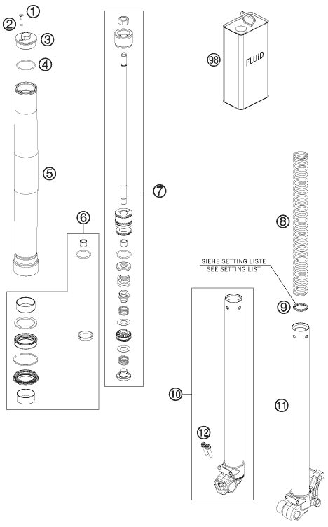 Náhled schématu FRONT FORK DISASSEMBLED