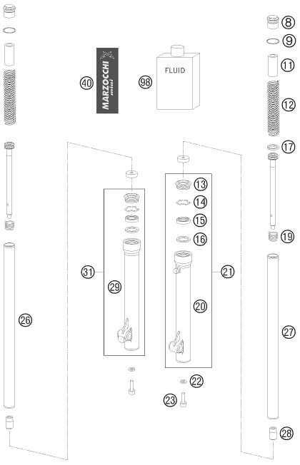 Náhled schématu FRONT FORK DISASSEMBLED