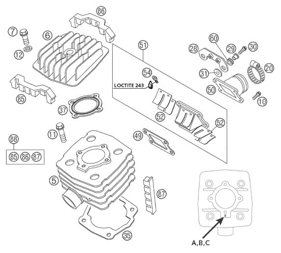 Náhled schématu CYLINDER, CYLINDER HEAD