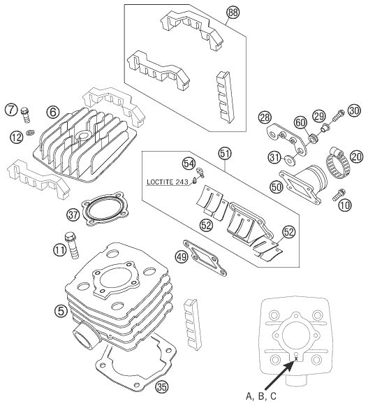 Náhled schématu CYLINDER, CYLINDER HEAD
