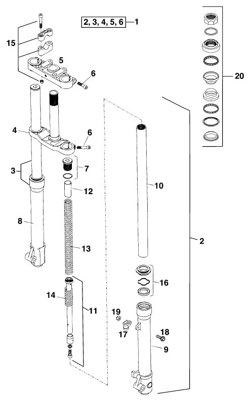 Náhled schématu FRONT FORK, TRIPLE CLAMP