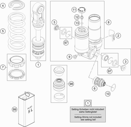 Náhled schématu SHOCK ABSORBER DISASSEMBLED