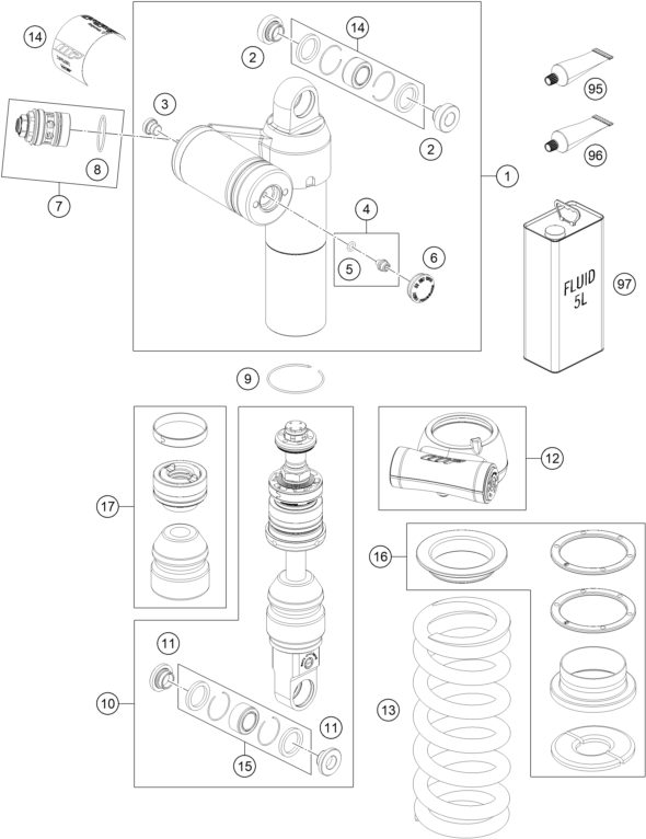 Náhled schématu SHOCK ABSORBER DISASSEMBLED