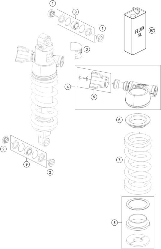 Náhled schématu SHOCK ABSORBER DISASSEMBLED