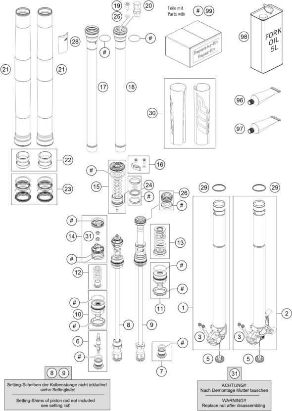 Náhled schématu FRONT FORK DISASSEMBLED