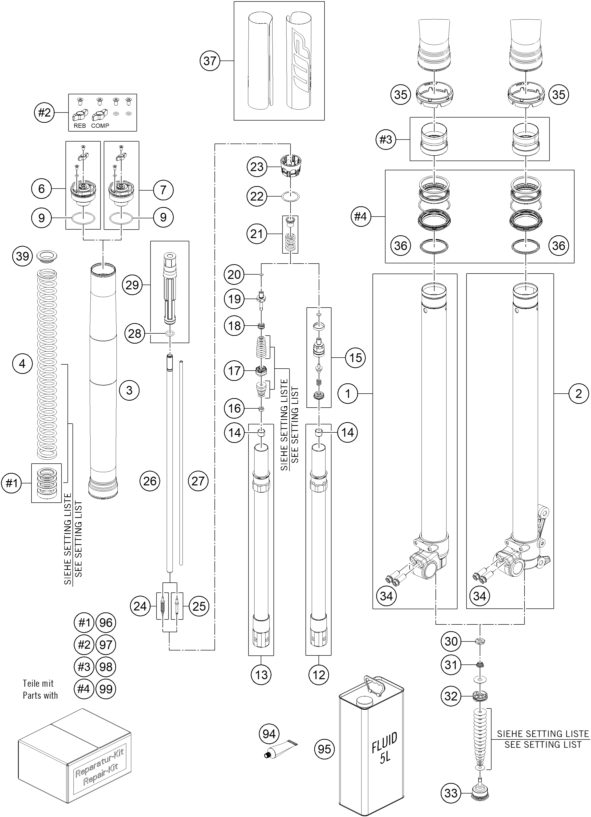 Náhled schématu FRONT FORK DISASSEMBLED