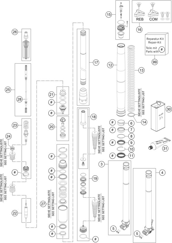 Náhled schématu FRONT FORK DISASSEMBLED
