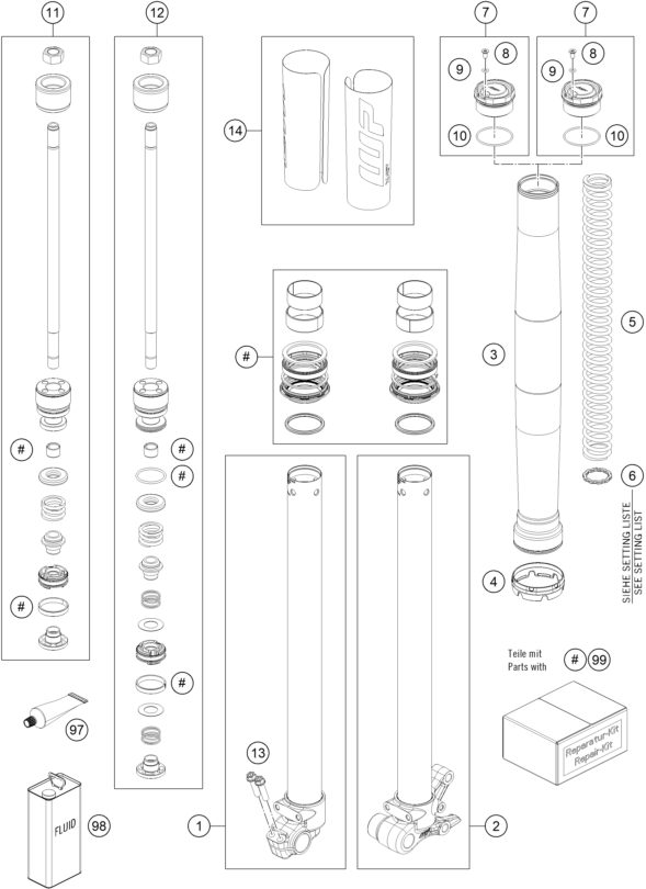 Náhled schématu FRONT FORK DISASSEMBLED