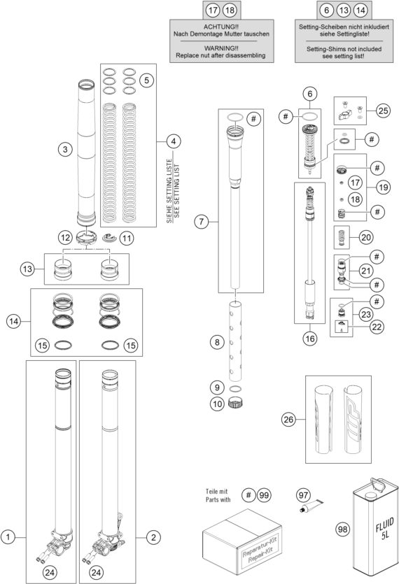 Náhled schématu FRONT FORK DISASSEMBLED