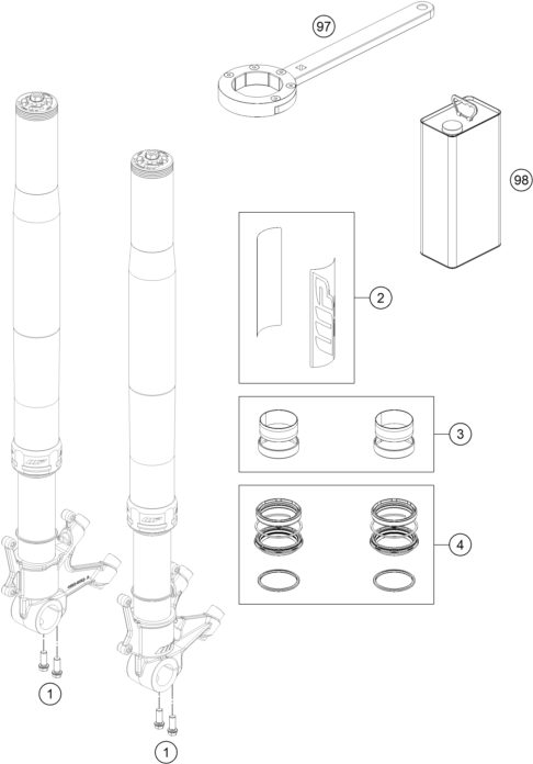 Náhled schématu FRONT FORK DISASSEMBLED