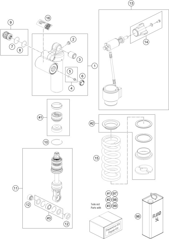 Náhled schématu SHOCK ABSORBER DISASSEMBLED