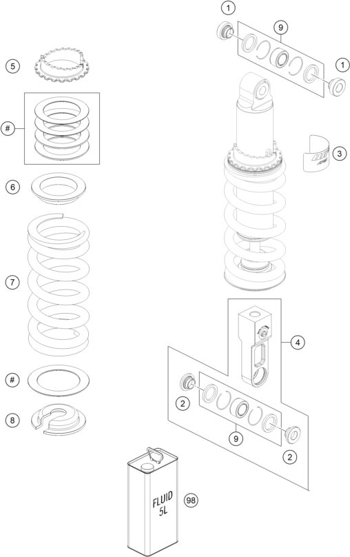 Náhled schématu SHOCK ABSORBER DISASSEMBLED