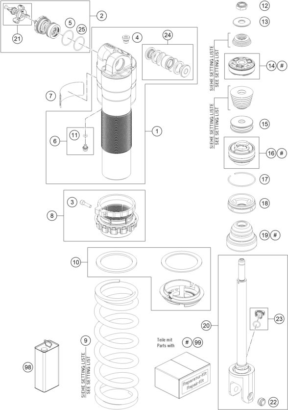 Náhled schématu SHOCK ABSORBER DISASSEMBLED